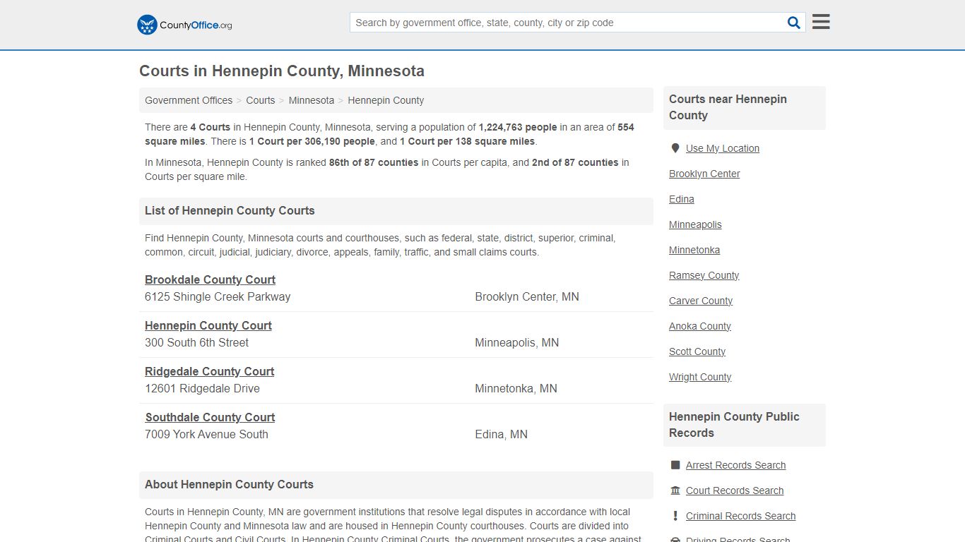 Courts - Hennepin County, MN (Court Records & Calendars)